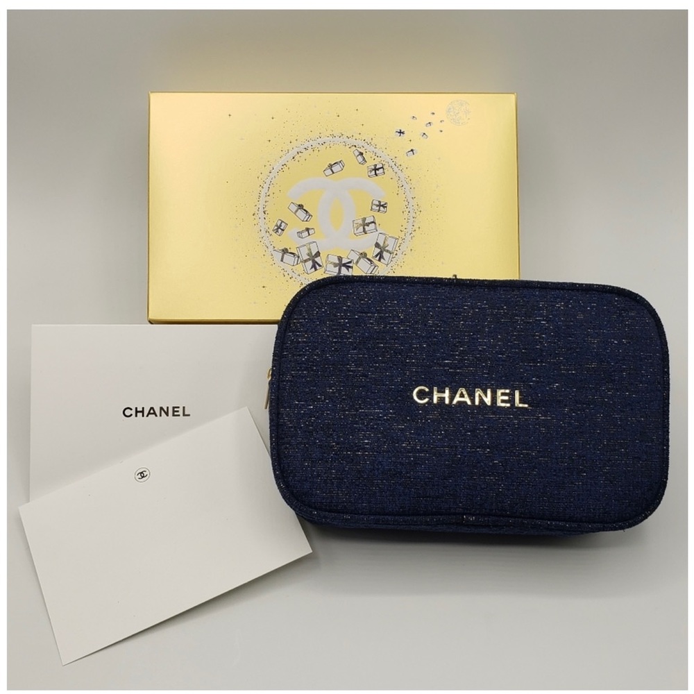 Authentic Chanel 2023 cosmetic bag blue
